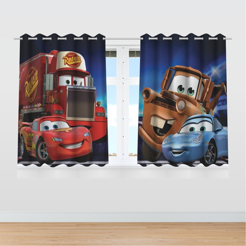 Imagem 2 de 6 de Cortina Carros Infantil 2,60x1,50 - Tecido Premium