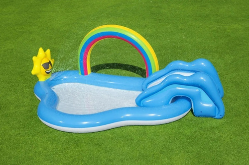 Pileta Play Center Arco Iris Bestway Inflable - Con Tobogán Color Azul