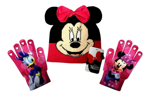 Kit Gorro / Touca E Luvas Inverno Infantil - Minnie Disney