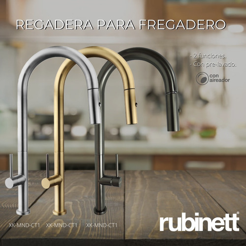 Imagen 2 de 5 de Llave Monomando Fregadero Tarja Retráctil Pre Lavado Gris