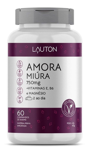 Amora Miura Premium 60tab 750mg Alivia Tpm Menopausa Lauton Sabor Sem sabor