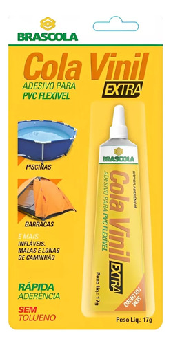 Cola Vinil Adesivo Para Pvc Flexível Sem Tolueno Bisnaga 17g Brascola