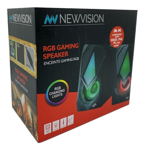Imagen 6 de 9 de Parlante Gamer Pc 2.0 Newvision Led Rgb Juegos Tv Ps4 Xbox
