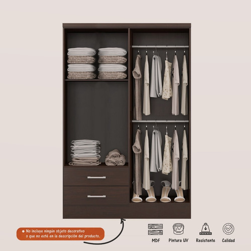 Imagen 4 de 4 de Closet Bertolini 584 4 Puertas 2 Cajones - Chocolate