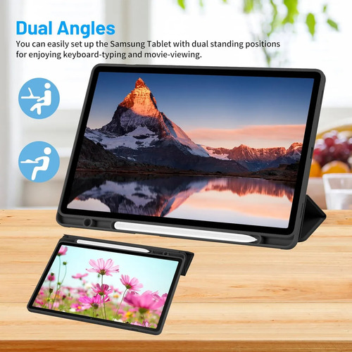 Funda Smart Cover Samsung Tab S10 Plus 12.4 Pulgadas Gris Oscuro