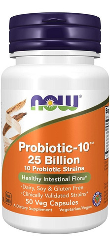 Probiótico-10 25 Mil Millones Now 50 Capsulas Vegetales