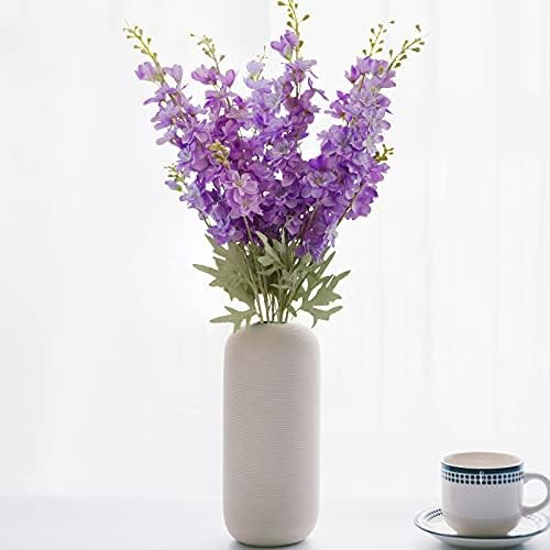Minyulua 6 Flores Artificiales De Delfinio De Seda Morada,