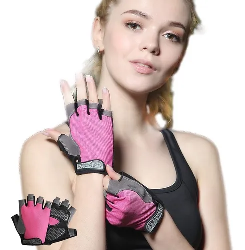 Guantes Para Gym Con Muñequera Mujer Rosa, Pesas, Crossfit