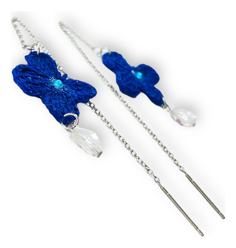 Aretes De Flor Acem-5050 Crochet, Algodón 100% E Inoxidable