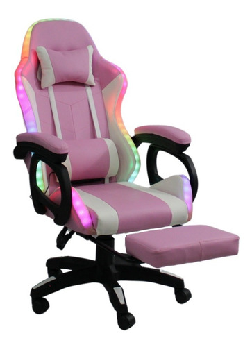 Silla de escritorio Mobinho SILL9 gamer ergonómica  rosa y blanca con tapizado de cuero sintético