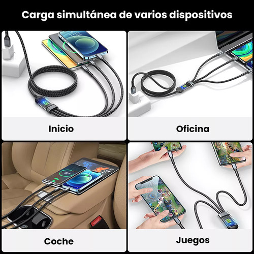Cable Usb Datos Carga Rápida 3en1 Para iPhone Tipo C Micro