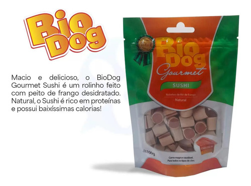 12x Petisco Bio Dog Gourmet Sushi- Para Cães- Frango-100g