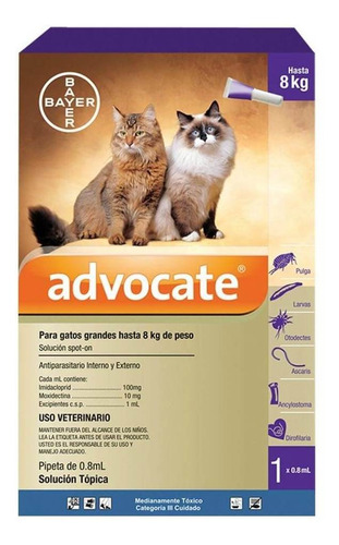 Antipulgas Advocate Gatos Hasta 8 Kg Para Gato