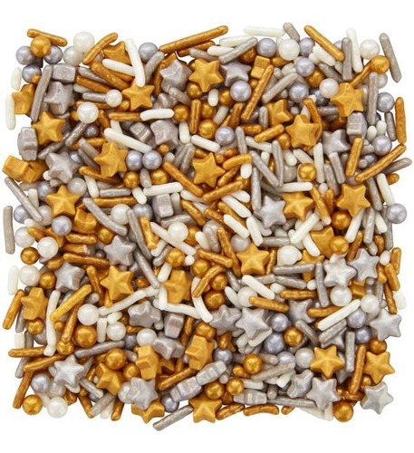 Sprinkles Navideños Estrellas Plata Y Dorado 121g Wilton