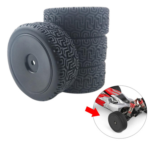 4 Piezas Rc Car 66mm Neumáticos De Goma Para Negro Negro