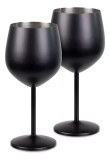 2 Copas De Vino Negras De Acero Inoxidable 18 Oz (550 Ml) Color Negro
