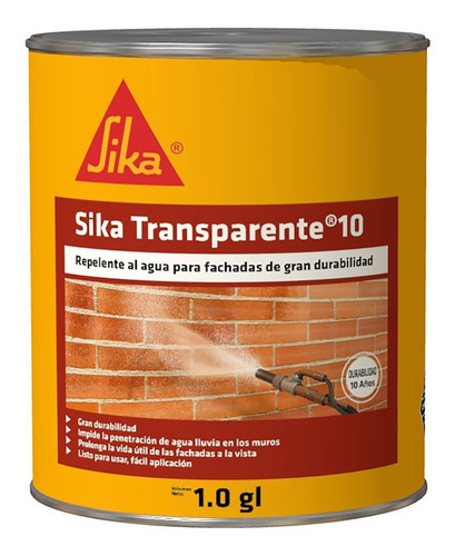 Sika Transparente 10 Repelente Agua Incoloro Fachadas 1gl