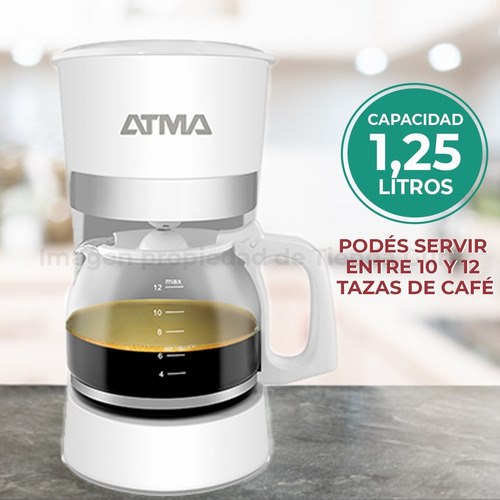 Imagen 3 de 6 de Cafetera Electrica Filtro Atma Jarra De Vidrio 1.25l Ca8133n