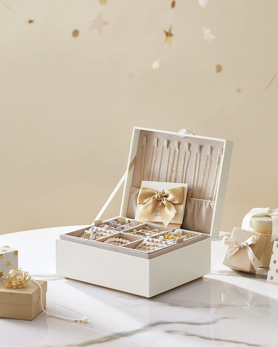 Songmics Joyero Blanco 2 Capas Organizador Joyas