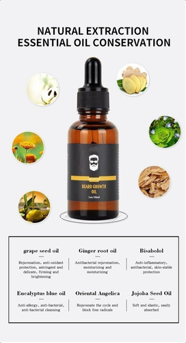 3×aceite Para Barba 5 Ml Para Hacer Crecer La Barba Más Gru