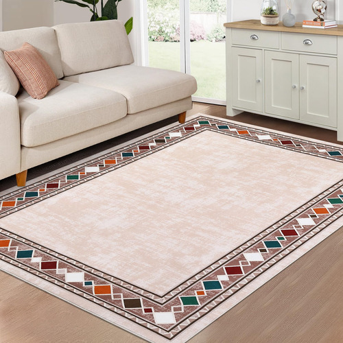 Royhome Alfombra Lavable A Maquina, Moderna Con Bordes, Resi