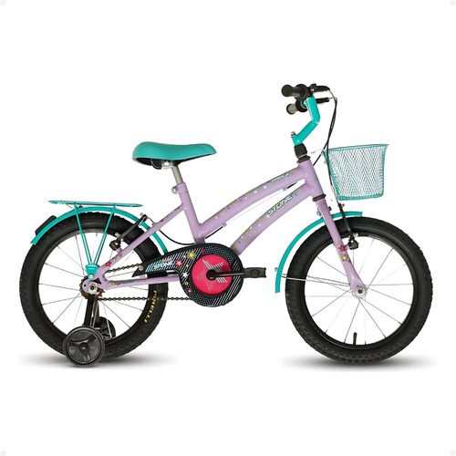 Bicicleta Aro 16 Infantil Stone Drika Lilás Feminina Com Cestinha