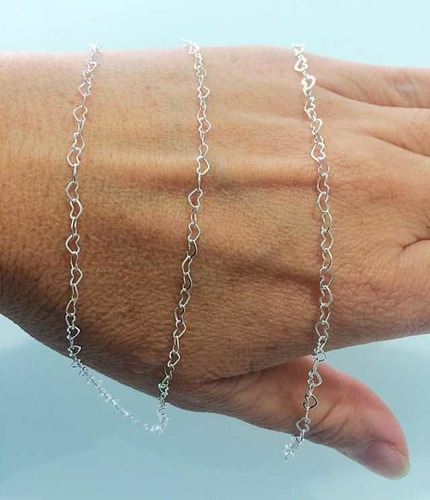 Colar E Pulseira De Corações Folheadas A Prata