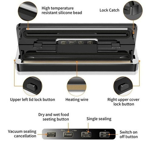 Selladora Empacadora Maquina Automática De Sellado Al Vacio Negro