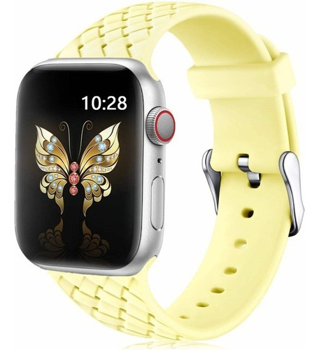 Pulseira Premium Compatível Apple Watch 45mm Modelo Woven Cor Amarelo Largura 44 mm