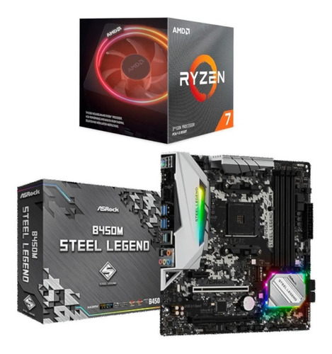 Kit Amd Ryzen R7 3700x + B450m Steel Legend