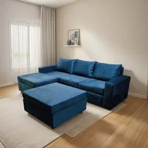 Comprar Sillon Esquinero + Puff Sofa Bochum Simil Cuero Talampaya