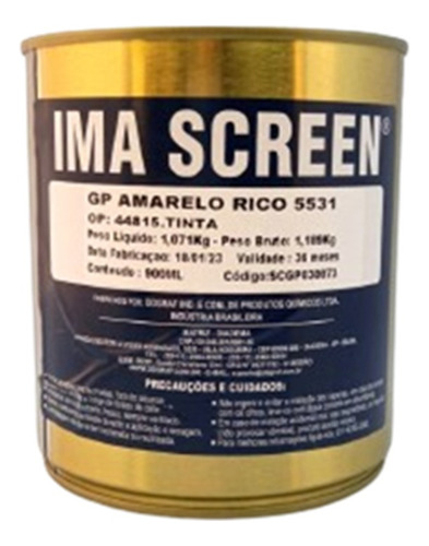 Tinta Gp Brilho Serigrafia Amarelo Rico - Imagraf - 900ml