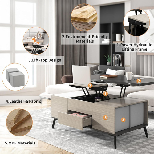 Moderna Mesa Auxiliar 3 En 1 Con 4 Taburetes Para Sala De Es