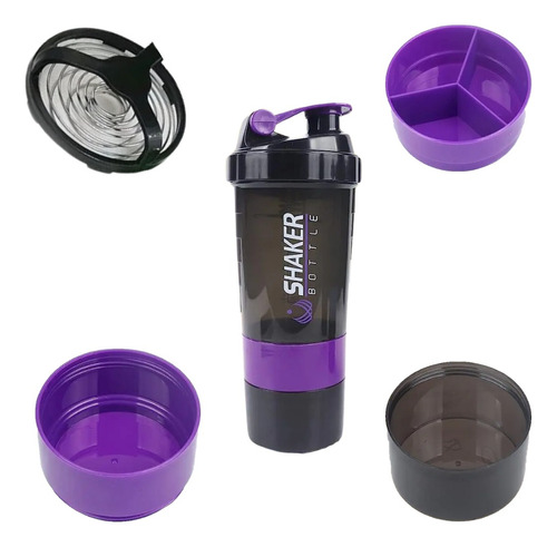 Shaker De Proteína 3 Divisiones, Botella Mezclador Deportiva