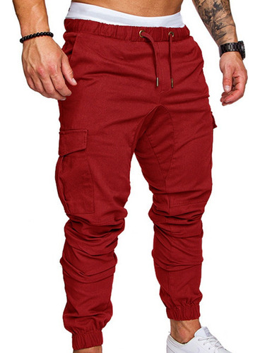 Pantalones Cargo De Color Liso Para Hombre De Talla Grande