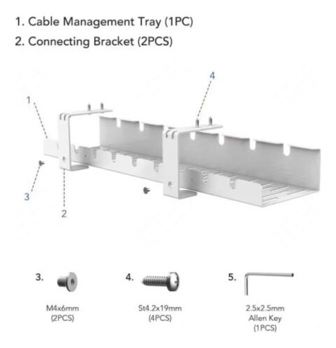 Bandeja Para Gestión De Cables | Pc | Ergonomica Blanco