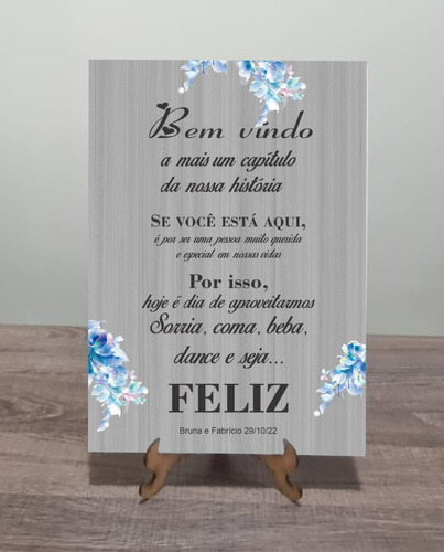 Placa Casamento Para Recepção Bem Vindos Mensagem Noivos Rp3