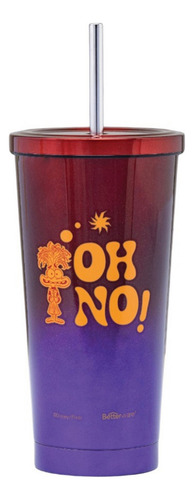 Vaso Térmico Con Popote De Acero Inoxidable Capacidad 600ml Rojo Intensamente