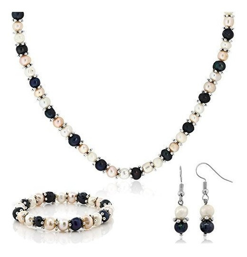 Gem Stone King Collar De Perlas Cultivadas Multicolores De A