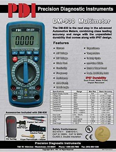 Pdi Dm-930 Multímetro Automotriz De Mano, Azul