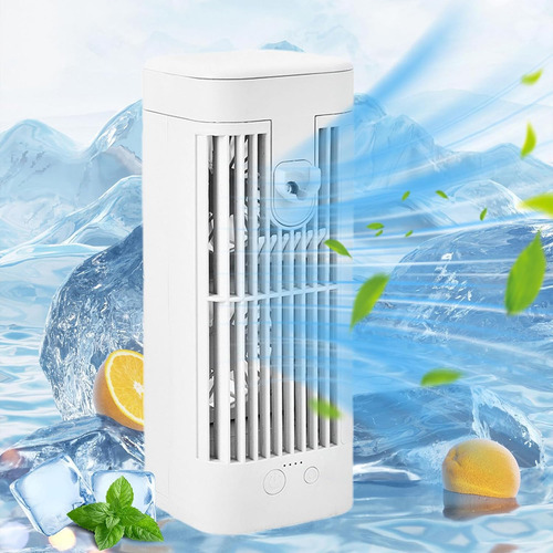 Mini Enfriador Portatil Ventilador de aire acondicionado con nebulización y luz nocturna de mesa