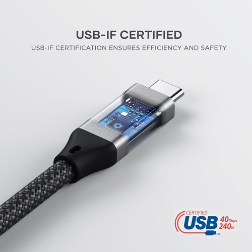 Cable Usb 4 Pro Satechi, Certificado Usb-if, Suministro De E