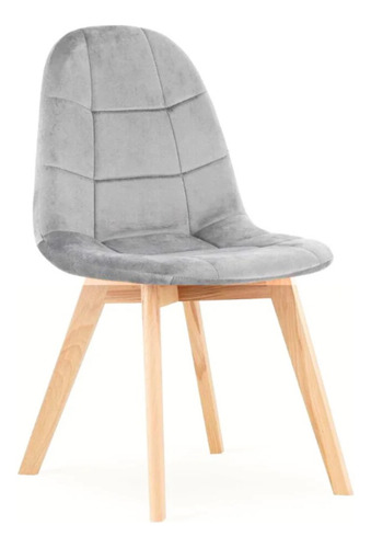 Silla Comedor Felpa Capitone Velvet Estructura De La Silla Gris