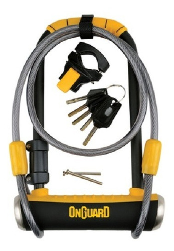 Tranca Moto U 14mm 11x23cm+linga Acero 10mmx1.20mt Onguard