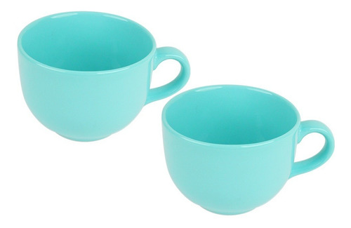 Juego De 2 Tazas Cerámica Jumbo Grande 740 Ml Colors Color Azul Claro