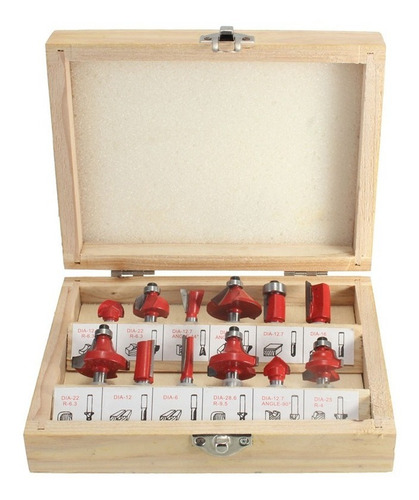 Imagen 5 de 7 de Fresas P/ Fresadora Router Tupi Widia X 12 Pz Vastago 1/4
