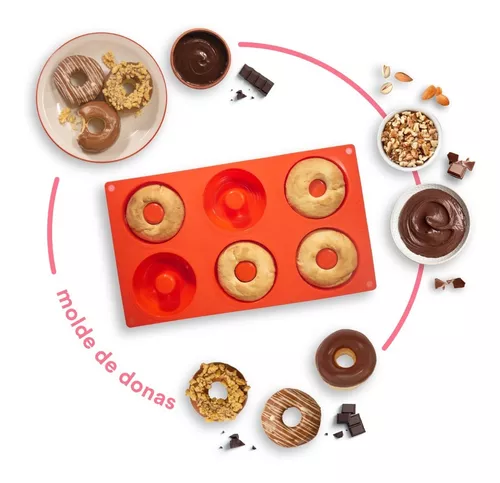 Molde De Donas Silicona X6 Donuts Goma Horno Roscas