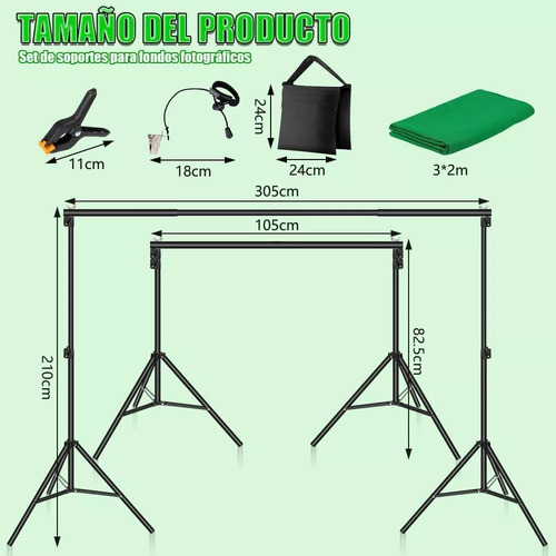 Suporte Fundo Infinito Chroma Key 3x2m + Bolsa + Sacos Areia