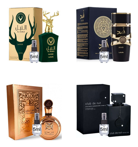 Combo 4 Perfumes Masculinos Árabes Asad, Club De Nuit, Al Noble Safeer, Fakhar Gold Lattafa Perfumes De Luxo