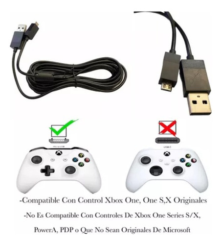 Cable Usb Cargador Generico Carga Y Juega Para Xbox One